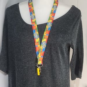 Lego long lanyard with real lego charm!